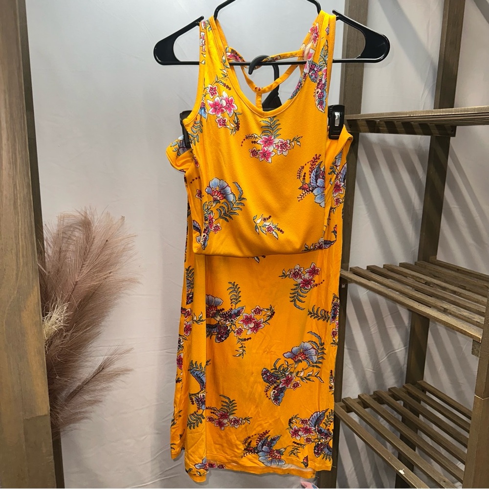 New Pink Rose Yellow Floral Maxi Dress